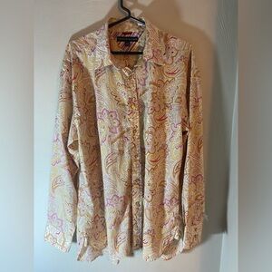 Tommy Hilfiger men's abstract floral long sleeve button up shirt- size XL